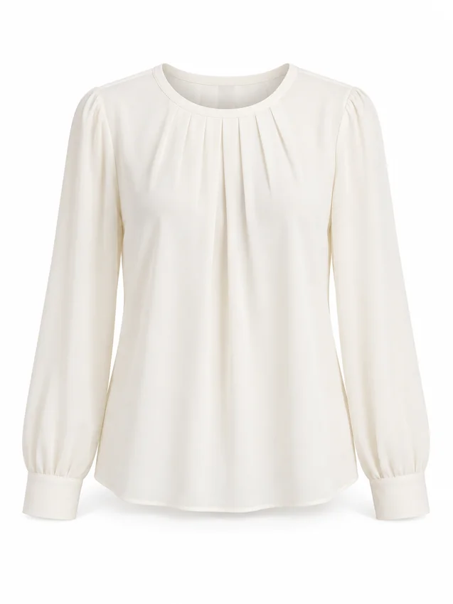 Pleat-front blouse in ivory
