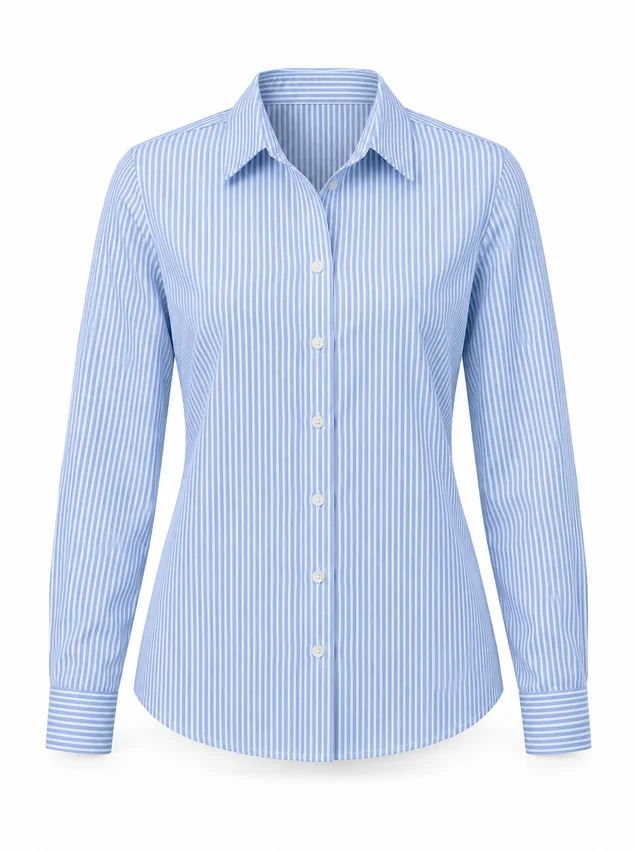 Fine-stripe shirt in blue and white