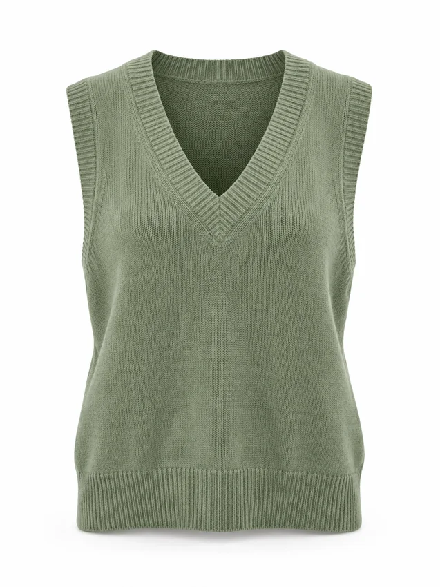 Sleeveless knit vest in sage green