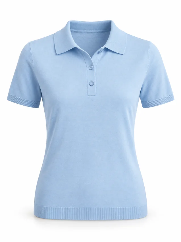 Fine-gauge polo knit in pale blue