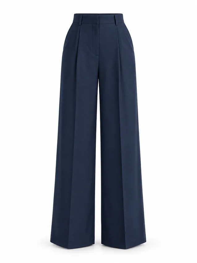Wide-leg tailored trousers in navy