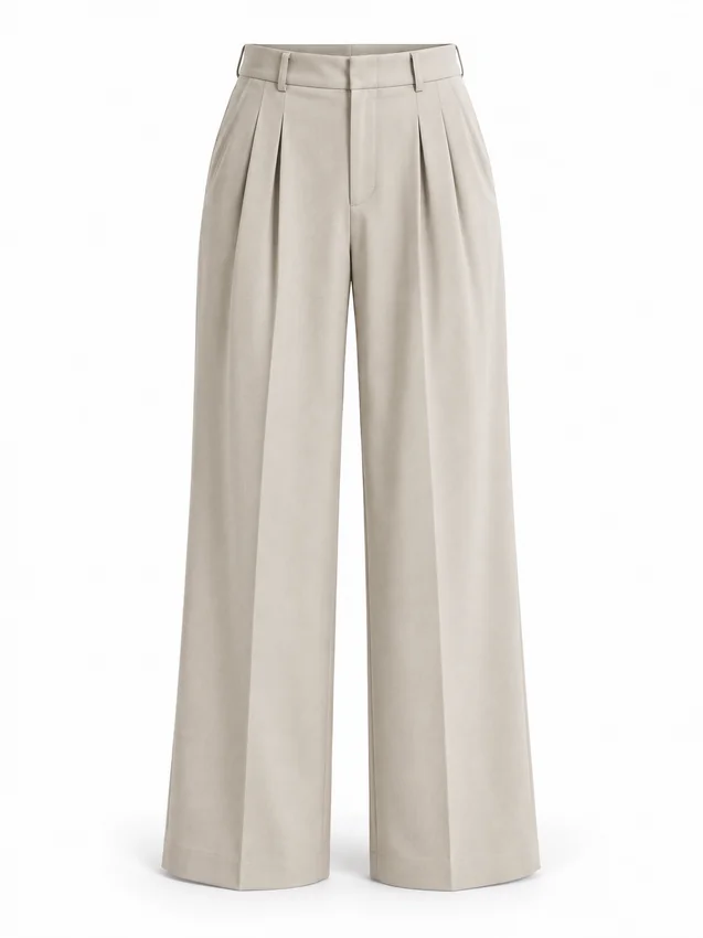 Pleat-front trousers in stone