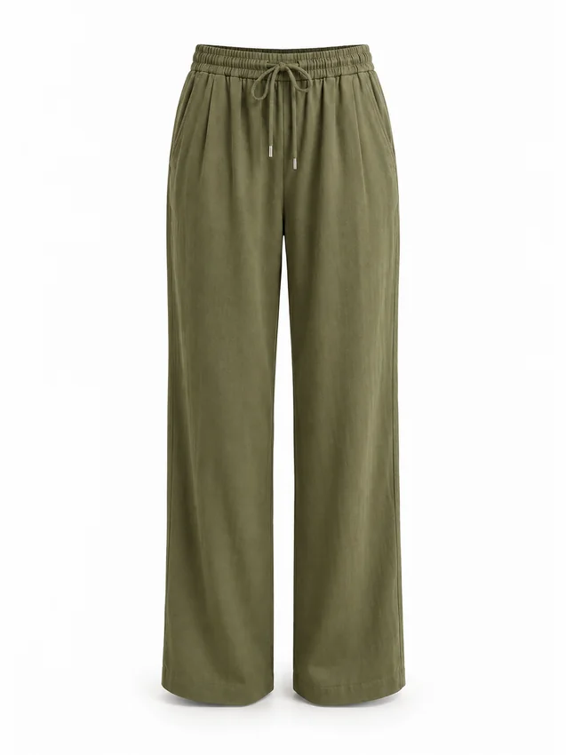 Relaxed pull-on trousers in olive