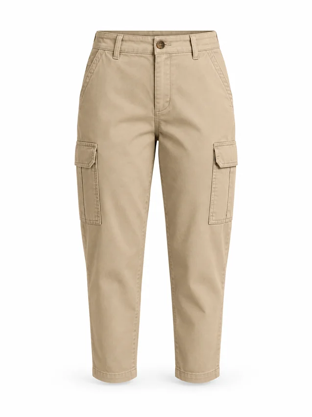 Cropped utility trousers in sand