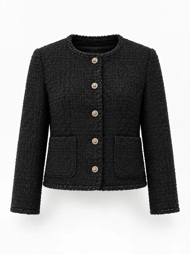 Textured short jacket in black