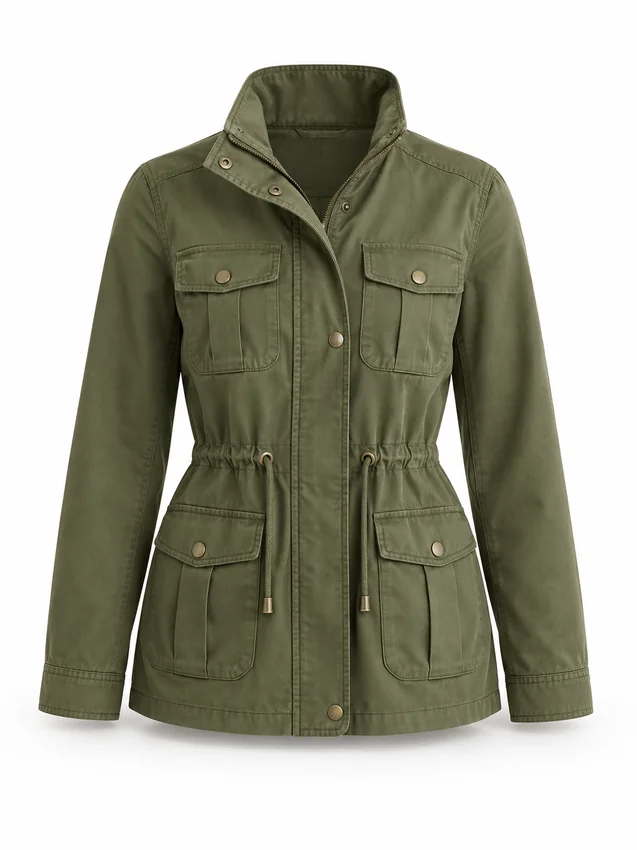 Utility pocket jacket in olive