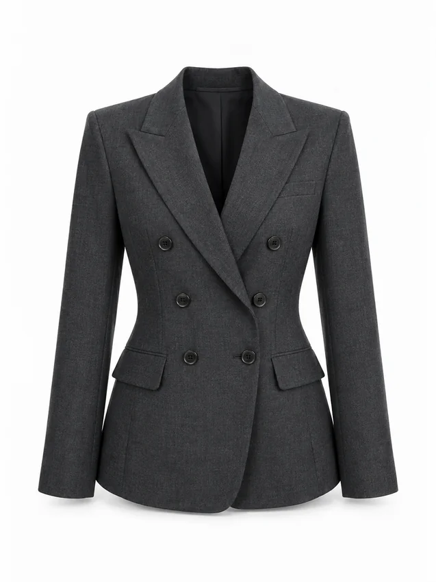 Double-breasted city blazer in charcoal
