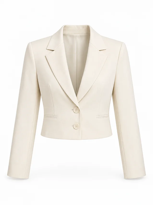 Cropped tailored blazer in cream