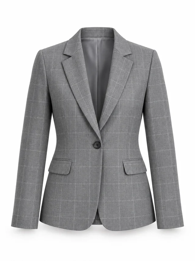 Windowpane check blazer in grey