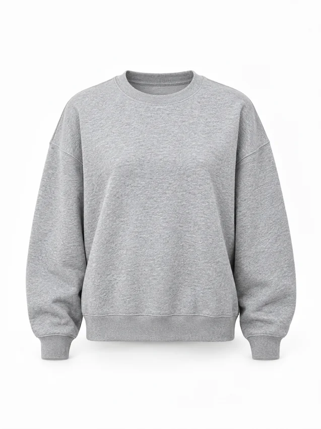 Boxy crew-neck sweatshirt in grey marl